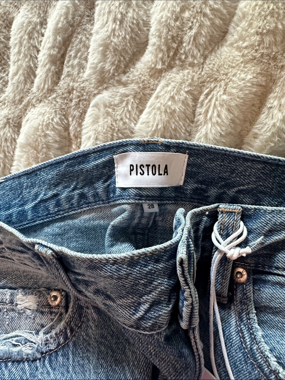 Pistola Light Blue Mid-Rise Jeans with Heart Embroidery Brand New size 28 - Picture 11 of 13
